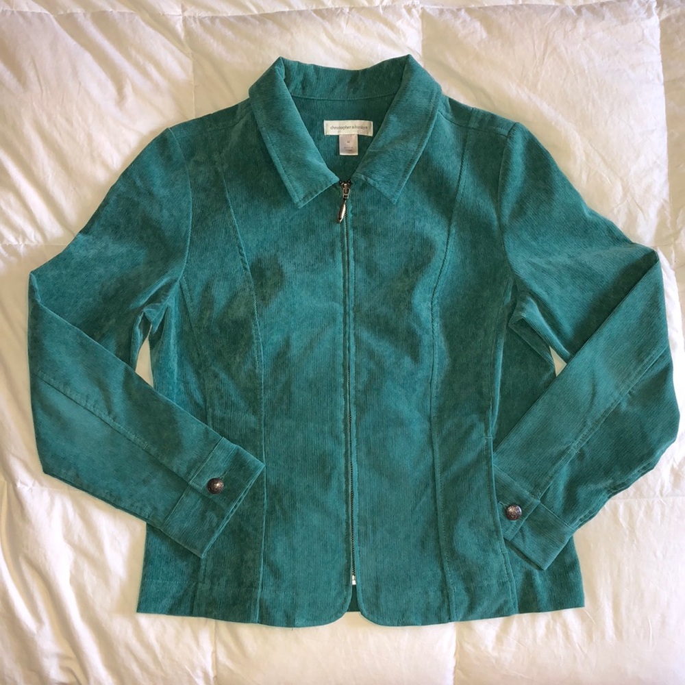 CHRISTOPHER & BANKS Teal blue green blazer womens medium